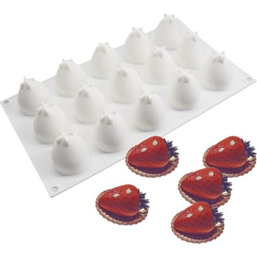 15 Cavity Strawberry Shape Silicone Mold Fruit Shape Silicone Mousse Cake Mould Mousse Dessert Mold Cake Decoration Tools