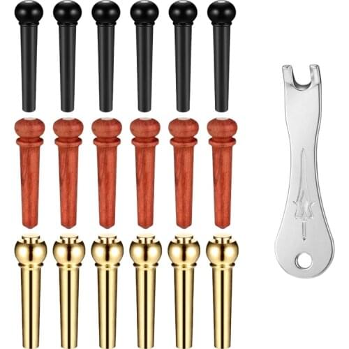 19Pcs Acoustic Guitar Bridge Pins Brass Guitar Bridge Pins Inlaid 3 mm Abalone Dot Pins Acoustic Bone Pins Bridge Puller