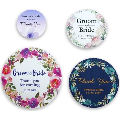 96Pcs 3/4/5/6cm Round Wedding Stickers Personalized Name Words Label Decor For Gift Boxes Candy Favors Tags Invitation Seals