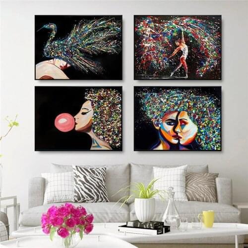Aabstract Graffiti Art Posters Canvas Women Wall Art Posters Prints Figure Painting Pictures for Living Room Home Cuadros Decor