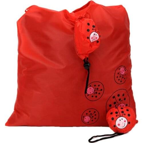 Ladybird home sundries storage organization bags tote ladybug fold up bag collapsible ecological cartoon shopping bag red