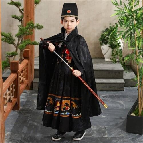 Kids Ancient China Folk Dancewear Vestido Tang Suit Children Chinese Traditional Hanfu Boy Tang Dynasty Prince Cosplay Costume