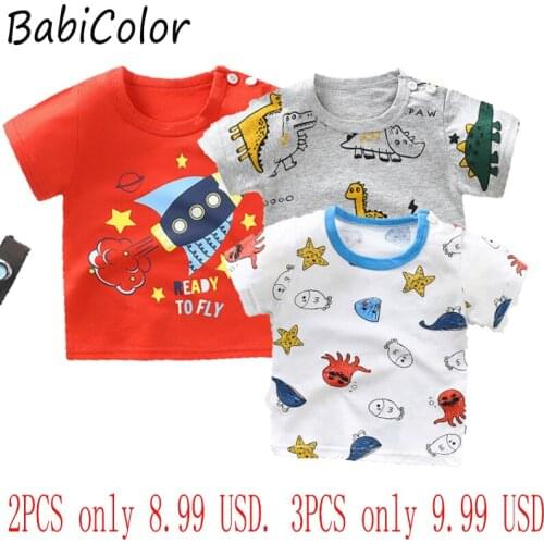 Children T Shirt Cartoon Animals Baby Kids Boys Girls Children Cotton Short Sleeves Summer Clothing 1-7Y Print Clothing