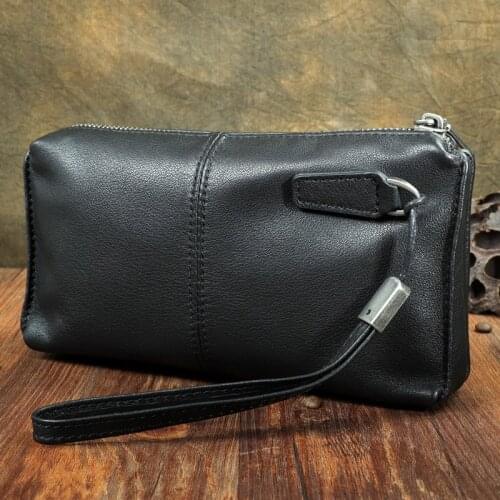 Retro top layer cowhide long wallet, leather clutch, large capacity youth clutch