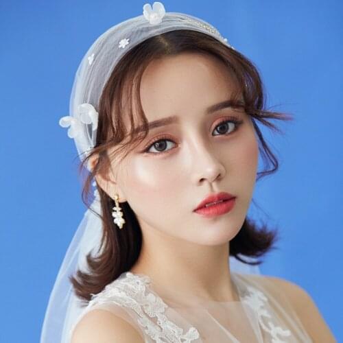 Fairy 1.2m long Wedding veil Soft Tulle with Lace Applique Bridal Veils Free Shipping