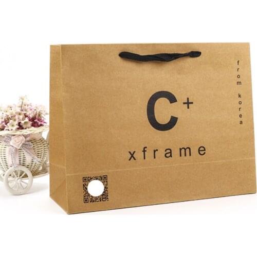 Customized logo high end retail kraft paper white garment paper bag,Recycled Brown Kraft Paper Bag --XP2110