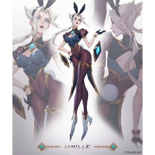 Custom made/size Camille Ferros LOL Cosplay LOL fan art bunny girl Camille Ferros Cosplay Costume