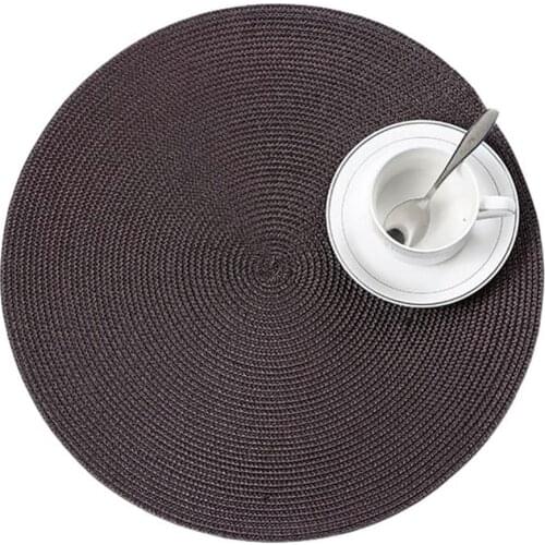 Round Woven Placemat Dining Table Mat Disc Bowl Pad Coaster Waterproof Decor