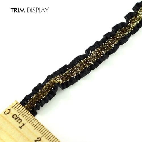 10mm Elastic Strentch Tape Black Gold Lace Ribbon Trim Webbing Applique Sewing on Supplies Material for Strap Cloth 20y/T1006