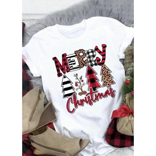Summer Merry Christmas Colored T-Shirt Hipster Casual Christmas Tree Plaid Stiped Leopard Tee Cotton Christmas Vintage gift Tops