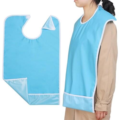 Large Waterproof Adult Bib for Eating Clothing Protector Apron Washable Reusable Terry Cloth for Elderly Seniors and Disabled