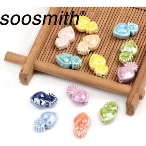 Cute Heart Shape Ceramic Beads for Jewelry Making 10x16x6mm Charm Beads Bracelet Necklace Diy Accessories Women Girls Needlework