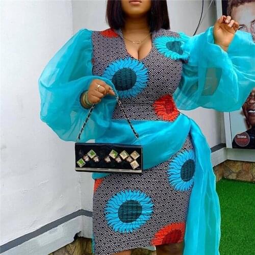 Fashion African Dresses for Women Print Bodycon Sexy Dress Classy Slim Dress African Clothes Plus Plus Size Clothing for Women