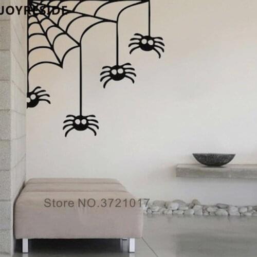 JOYRESIDE Halloween Window Wall Decals Spiders Corner Art Wall Sticker Home Halloween Decoration Animals Scary Wall Decor WM050