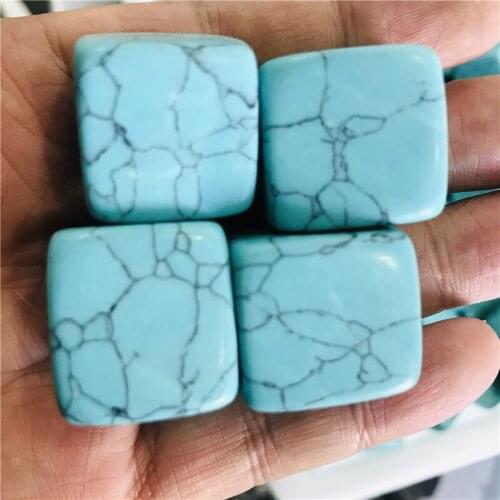 Natural Blue Turquoise cube Polished Gravel Specimen natural stones and minerals happy fish tank stone 4pcs