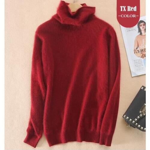 2019 New Women 100% Real Mink Cashmere Sweater Female Turtleneck Sweater Loose Thickened Basic Match Style TBSR191
