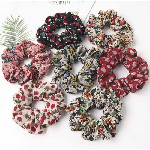New Vintage Elegant Fashion Women Ponytail Holder Girls Hairband Floral Colorful Hair Ropes Casual Hair Accessories