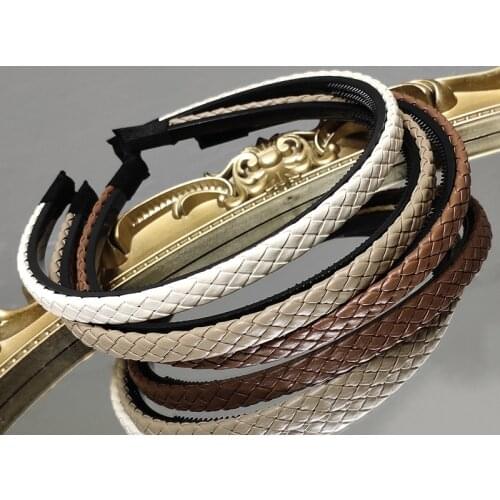 PU leather braided twist hairhoop Korean retro thin side with teeth go out pressure hair headband French hair accessories