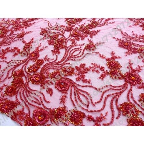 One yard 130cm purple heavy beaded on net embroidery wedding bridel lace fabric weddingstyle fashion style fabrics