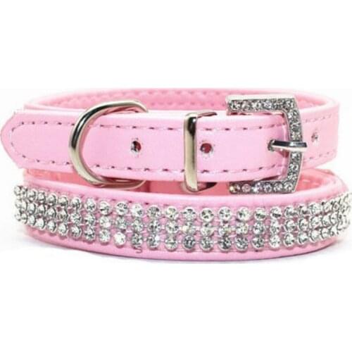 Shinny Dog Cat Pet Collar PU Leather Rhinestone Diamante Pet Supplies Dog Accessories Cat Necklace