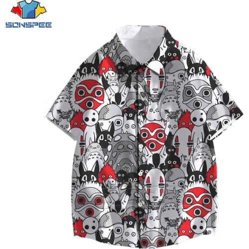 New Miyazaki Hayao My Neighbor Totoro Mens Shirt Spirited Away Hawaiian Shirt 3D Print Summer Casual Beach Shirts Short Sleeve
