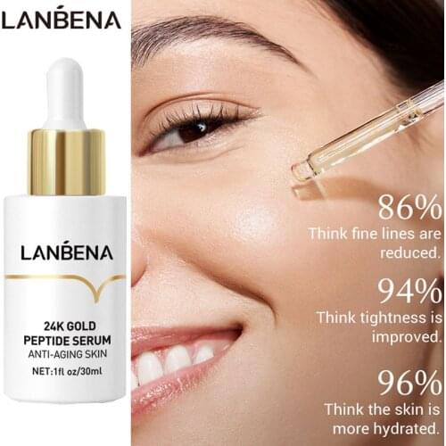 LANBENA 24k Gold Serum Peptide Anti Wrinkle Serum Firming Remove Fine Lines Tighten Lift Hydrating Repair Anti Aging Skin Care