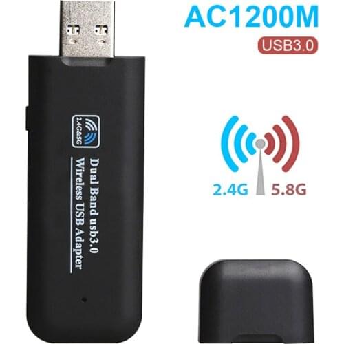 1200Mbps USB3.0 Wifi Adapter AC1200 Dual Band 2.4GHz/300Mbps 5GHz/867Mbps 802.11 ac/a/b/g/n Wi-Fi Dongle