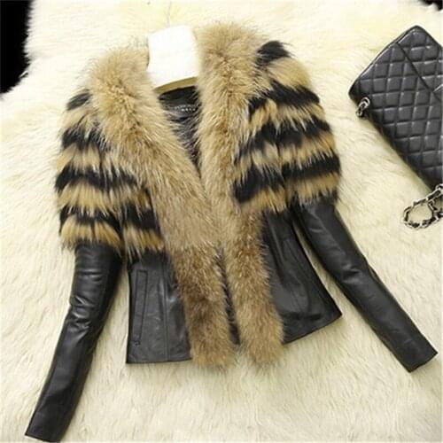 2020 Fashion New European And American Elegant and Charming Womens Imitation Raccoon Fur Sheep Skin Leather Leather FF026