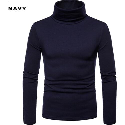 Winter Warm Turtleneck Wool Men Plush Warm Slim Fit Stand Collar Long Sleeve Pullover Shirt Casual Autumn Turtleneck Clothes