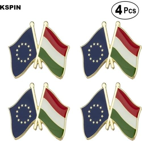 EU & Hungary Friendship Flag Pin Lapel Pin Badge Brooch Icons 4pcs