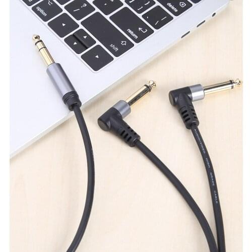 1/4 inch Male Audio Cable 6.35mm Male Y Splitter 1.5m Stereo to Dual Right Angle Lightweight Amplifier Easily Carrying