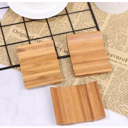 1pc Bamboo Soap Holder Dish Tray Vintage Rack Teacup Mat For Home Bathroom Kitchen