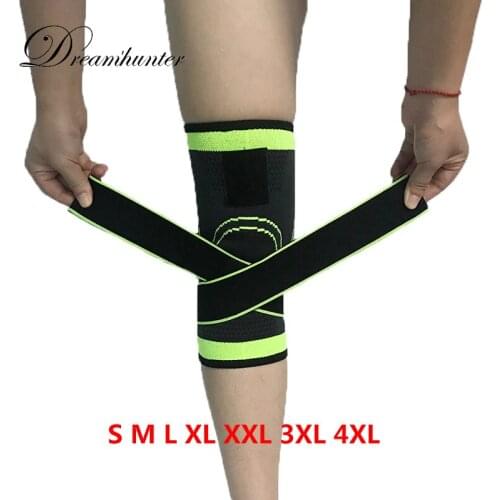 1pc Straps Pressurized Sports Knee pads 3D weaving basketball tennis hiking dizlik knee brace support professional protector 4XL