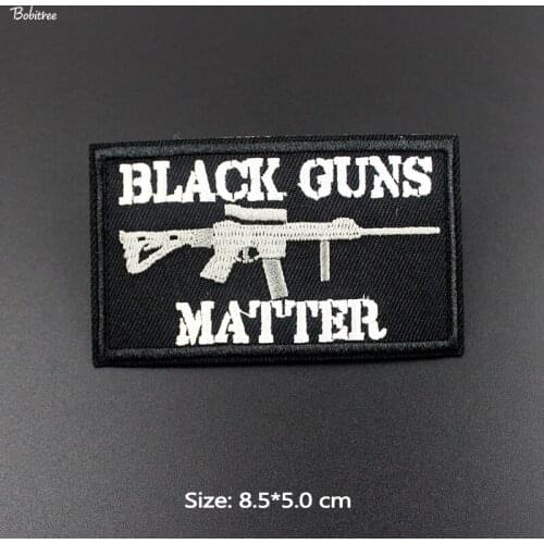 1 pcs Guns Cloth Patches Embroidered Black Badges iron on Transfers for Jackets Stickers DIY Decorative Sewing Appliques