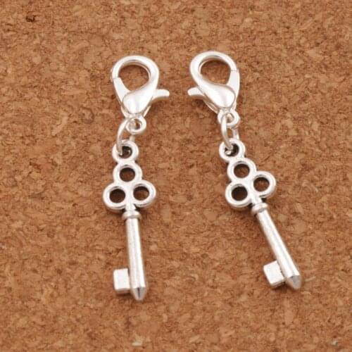 120pcs Fleur-de-lis iris Flower Key Clasp European Lobster Trigger Clip On Charm Beads zinc alloy C881 6.5x35 mm