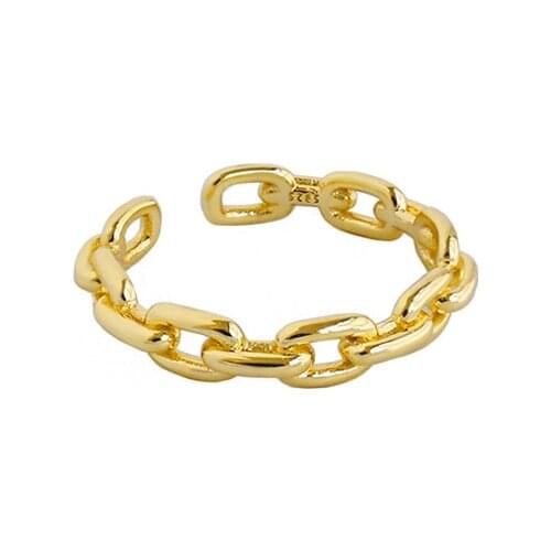 18K Gold Authentic 925 Sterling Silver Jewelry CHAIN ring Adjust TLJ1582