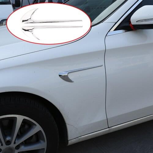 2 Pcs Silver For Mercedes-Benz E Class W213 C Class W205 2016 2017 2018 Car Accessories ABS Standard Stickers