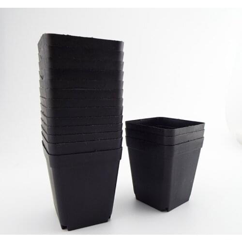 20/50pcs/lot PE Plastic Black Color Flower Pots Garden Planters Creative Small Square for Succulent plants vegetable T1