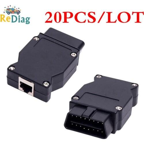 20PCS/LOT OBD OBD2 Adapter For BMW ENET Ethernet to OBD2 16Pin Connector Plug For BMW Cars Interface Fits For BMW OBD2 Cable