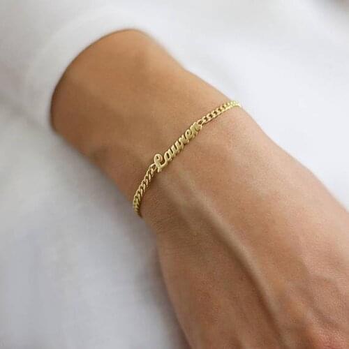 Cuban Chain Personalized Custom Name Bracelet Charms Handmade Women Kids Jewelry Handwriting Signature Love Message Customized