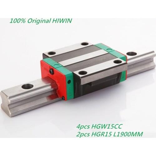 4pcs Original HIWIN HGW15CC Linear Flanged Blocks +2pcs HGR15 -1900mm Linear Guide Rails
