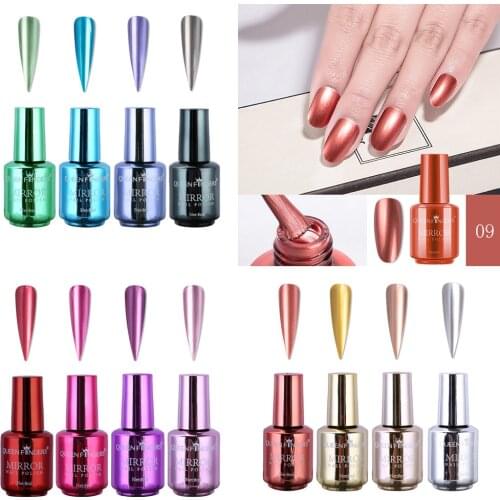 4Pcs Plating Metallic Nail Polish Set Magic Semi-Mirror Effect Nail Lacquer Long Lasting Fast Drying Nail Art Gel nagellak