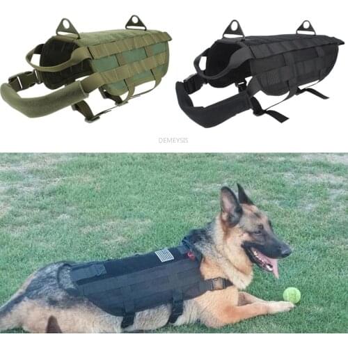 Army Tactical Dog Vest Adjustable Outdoor Hunting Service Dog Vest Clothing Molle Military Medium Large Dog Training Harness