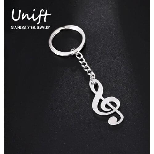 Unift Simple Musical Note Key Chain Luxury Stainless Steel Car Keychain for Women Men Trinkets Cute Keyring Best Friend Gift