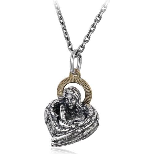 BOCAI new real S925 Silver Jewelry Feather Wing Female Pendant necklace Clavicle Chain Angel Solid 925 Silver Woman Pendant