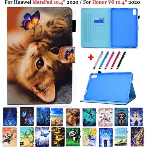 For Huawei 10.4 Caqa For Honor V6 10 4 Shell KRJ-W09 Cartoon Wolf Panda Cover For Huawei Matepad 10.4 Case Kids BAH3-W09 +Stylus