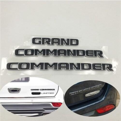 For Jeep Grand Commander Rear Trunk Tail Emblem Side Door Fender Logo Nameplate Auto Decals