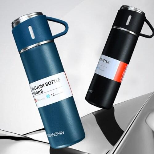 Double-Layer Stainless Steel 500Ml Bullet Vacuum Thermos Coffee Tumbler Travel Mug Business Trip Water Bottle Tea Infuser Bottle