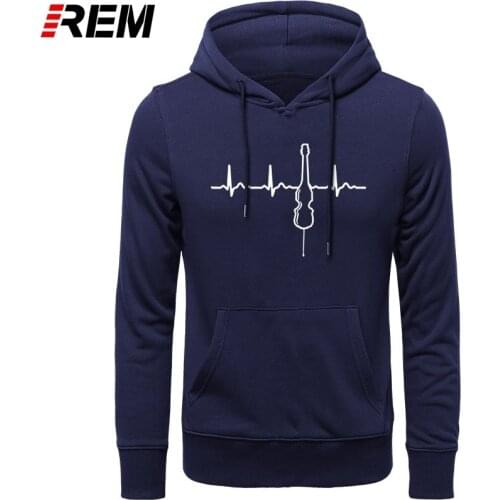REM Hoodies Electric Upright Bass Heartbeat Instrument Gift O Neck Male Low Price Steampunk Print Men Hoodies, Sweatshirts