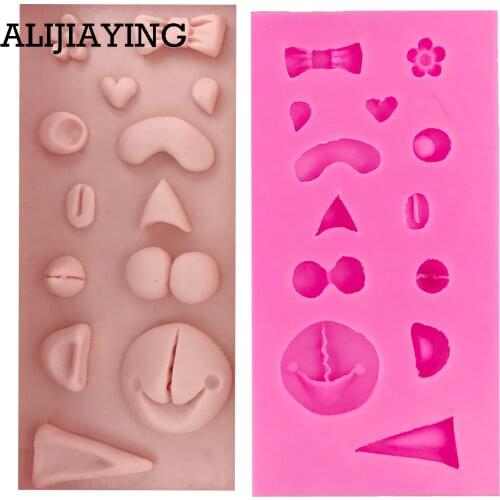 M1393 DIY Bow animal mouth nose ear eyes silicone mold cake dessert Decorating Gumpaste fondant Polymer Clay craft Resin mould